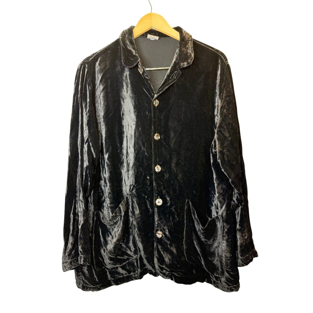 CP Shades Velvet Jacket Womens S Black Rayon Button Down Pockets Cardigan
